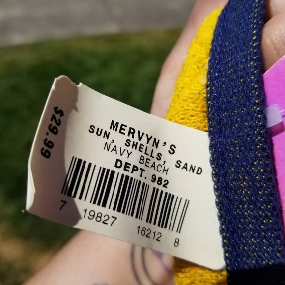 NWTS Vintage 2000 Mervyn's 40"x70" Beach Towel Green Gold Navy Sand Sun Shells - Picture 4 of 5